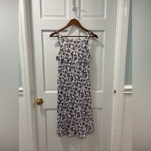 Vintage Ann Taylor Silk/Linen Slip Dress Size 8 Purple Floral Y2K 90s Fairycore